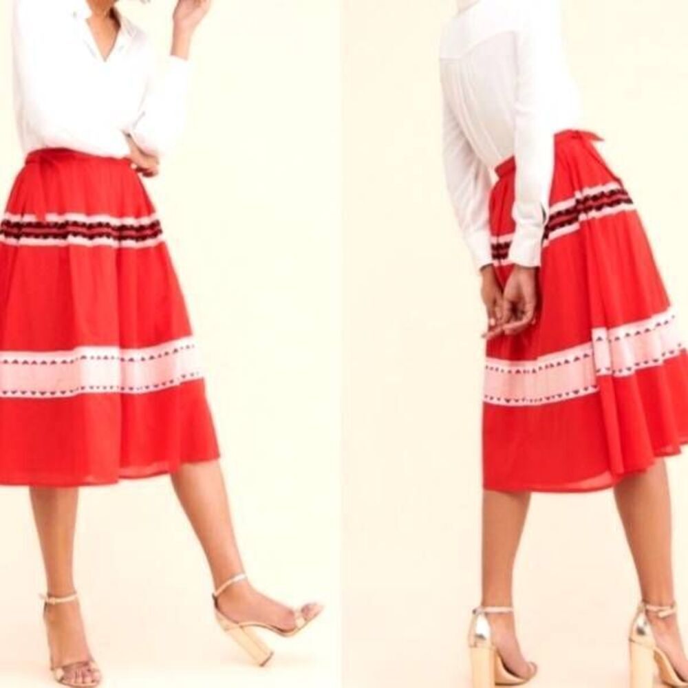 Anthropologie Carolina K Rosa A-Line Skirt in Red Sz Small